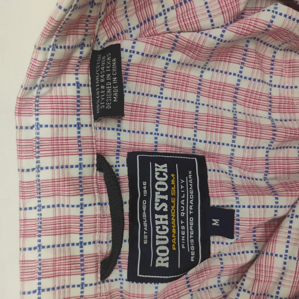 Panhandle Slim Rough Stock Medium Pearl Snap Rodeo Western Pink Plaid Shirt - Picture 4 of 4